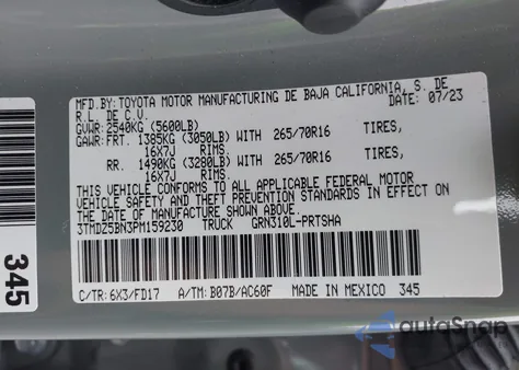 2023 Toyota Tacoma Trd Off Road from USA, damaged, VIN 3TMDZ5BN3PM159230